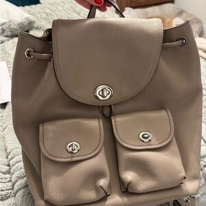 Taupe Leather Backpack